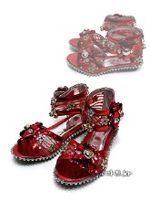 애기 샌달 (유리관 제품) . 빨강색 동녀신발